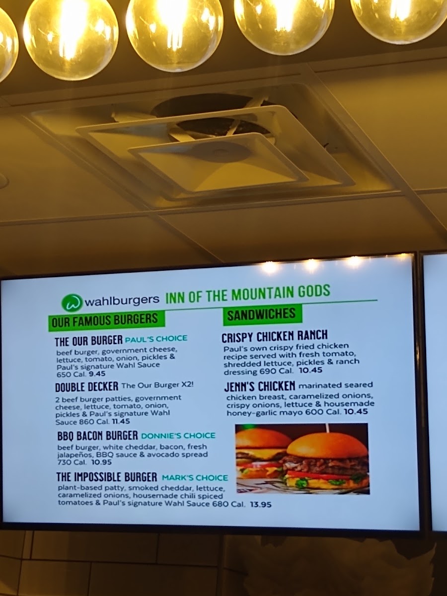 Wahlburgers menu board