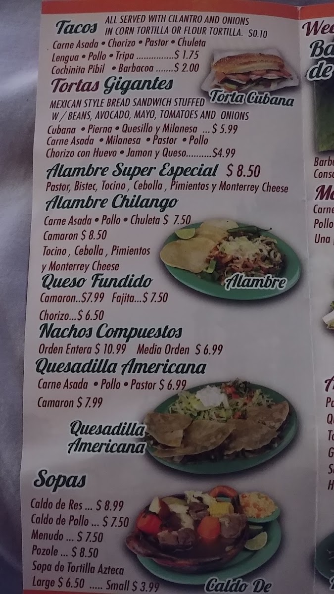 Mexico Lindo Sabroso menu board