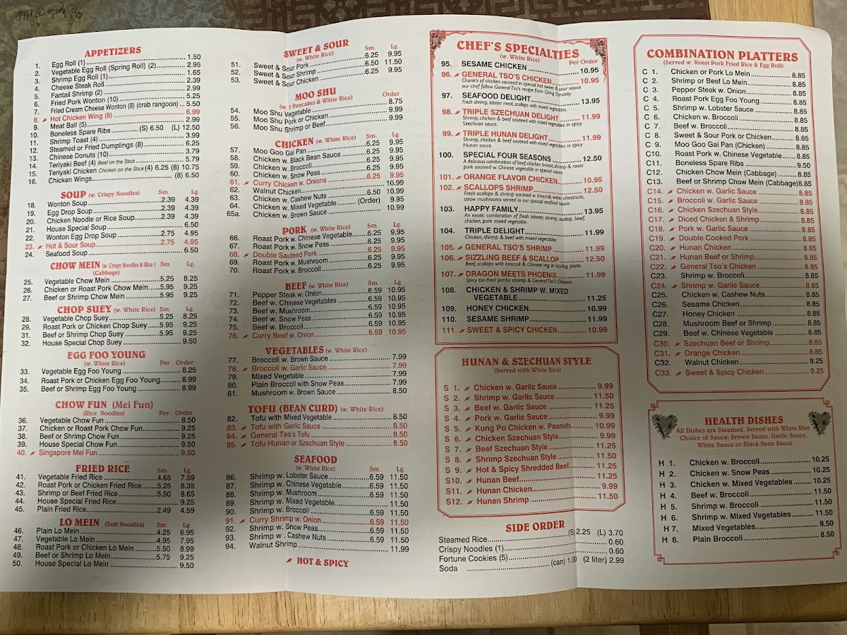 China Wok menu board