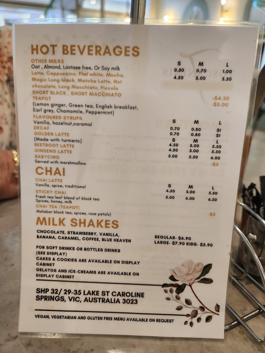 Toscanini's Cafe & European Restaurant & Gelato Bar menu board