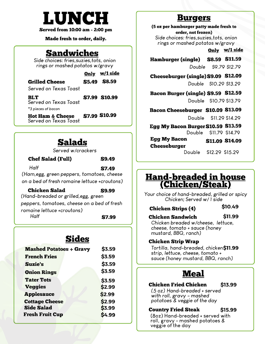 The Lilypad Cafe menu board