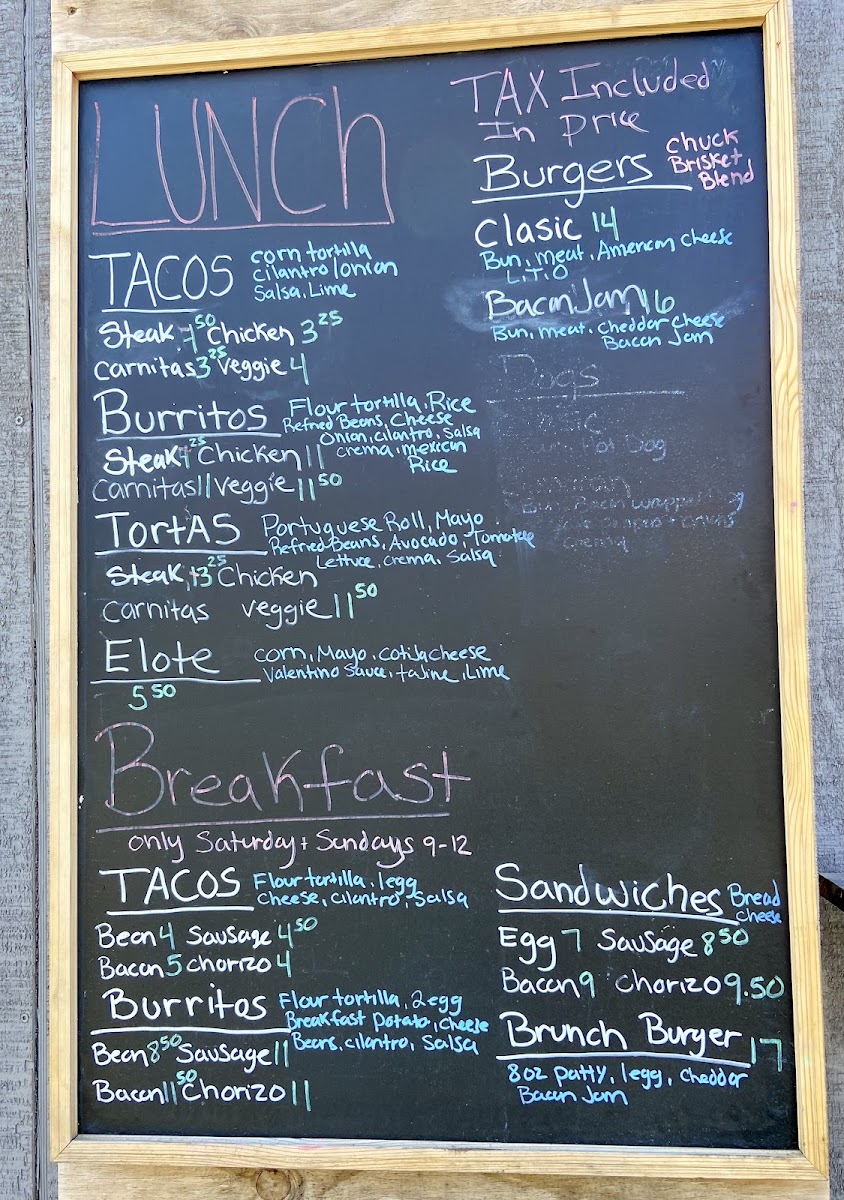 Crossroads Food Trailer menu board
