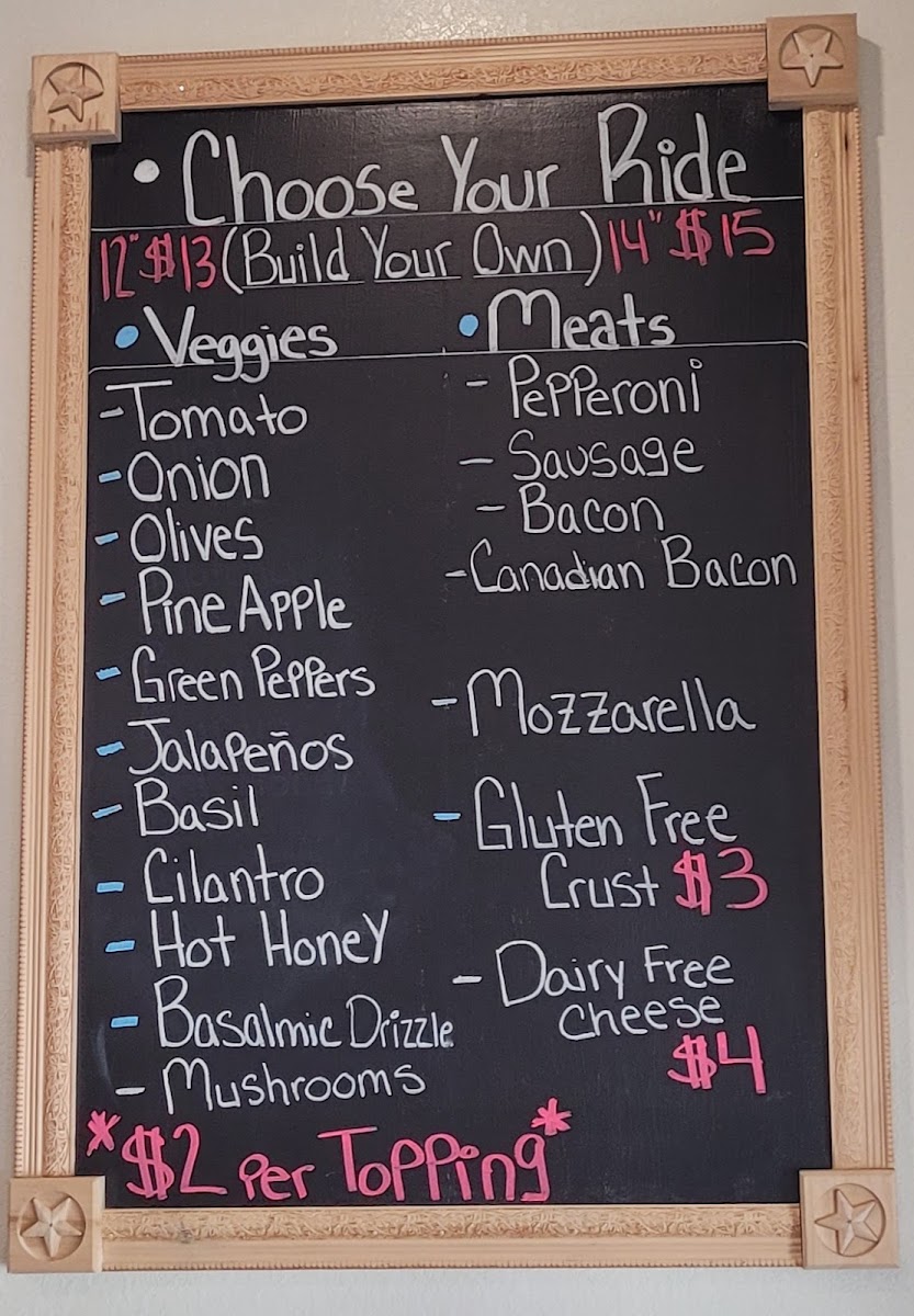 T Bracket Pizza menu board