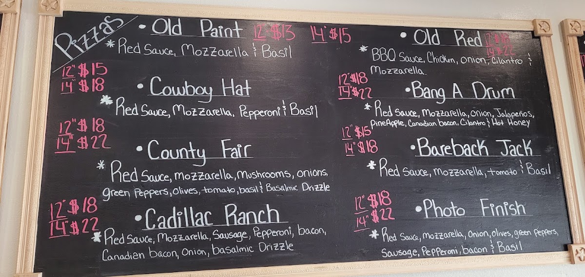 T Bracket Pizza menu board