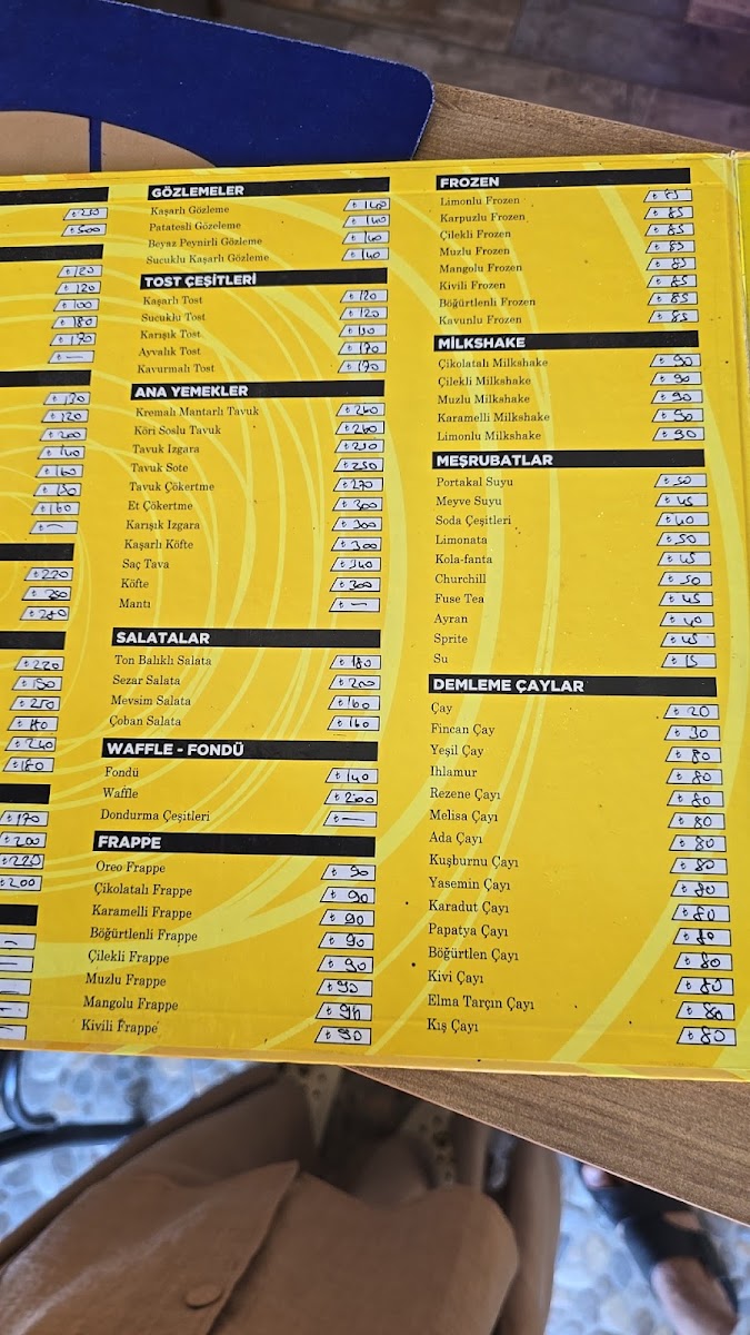 Anka Cafe menu board
