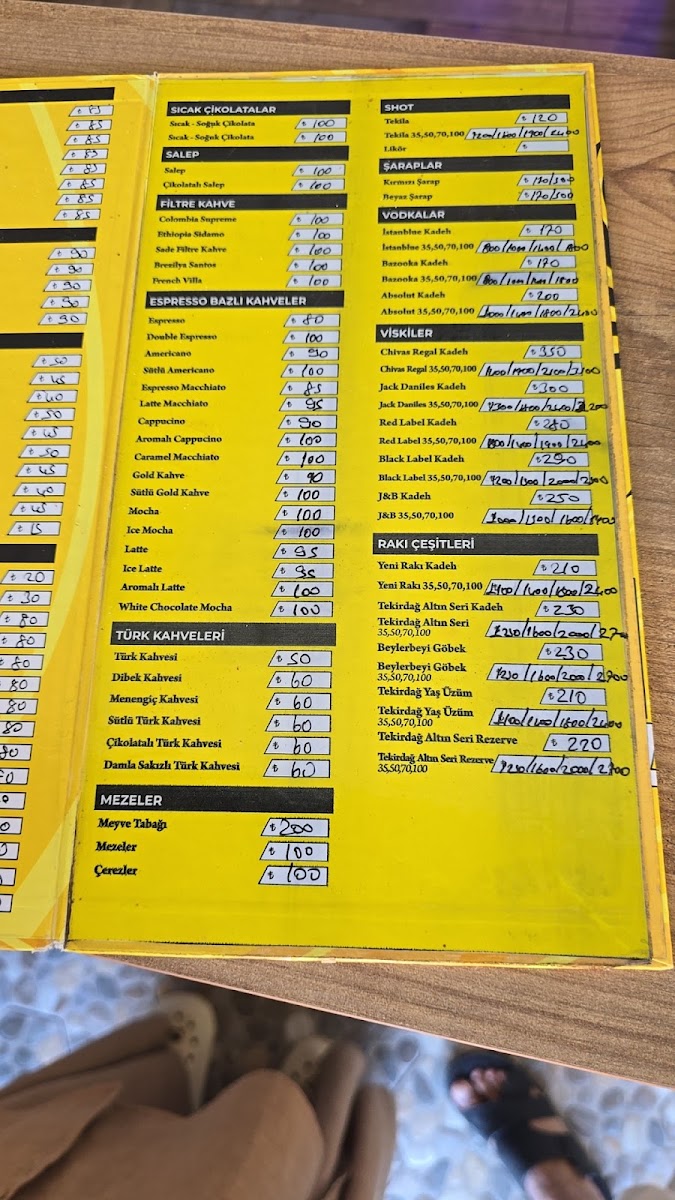 Anka Cafe menu board