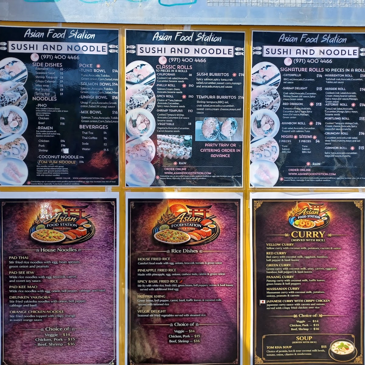 Asian Food Station menu board