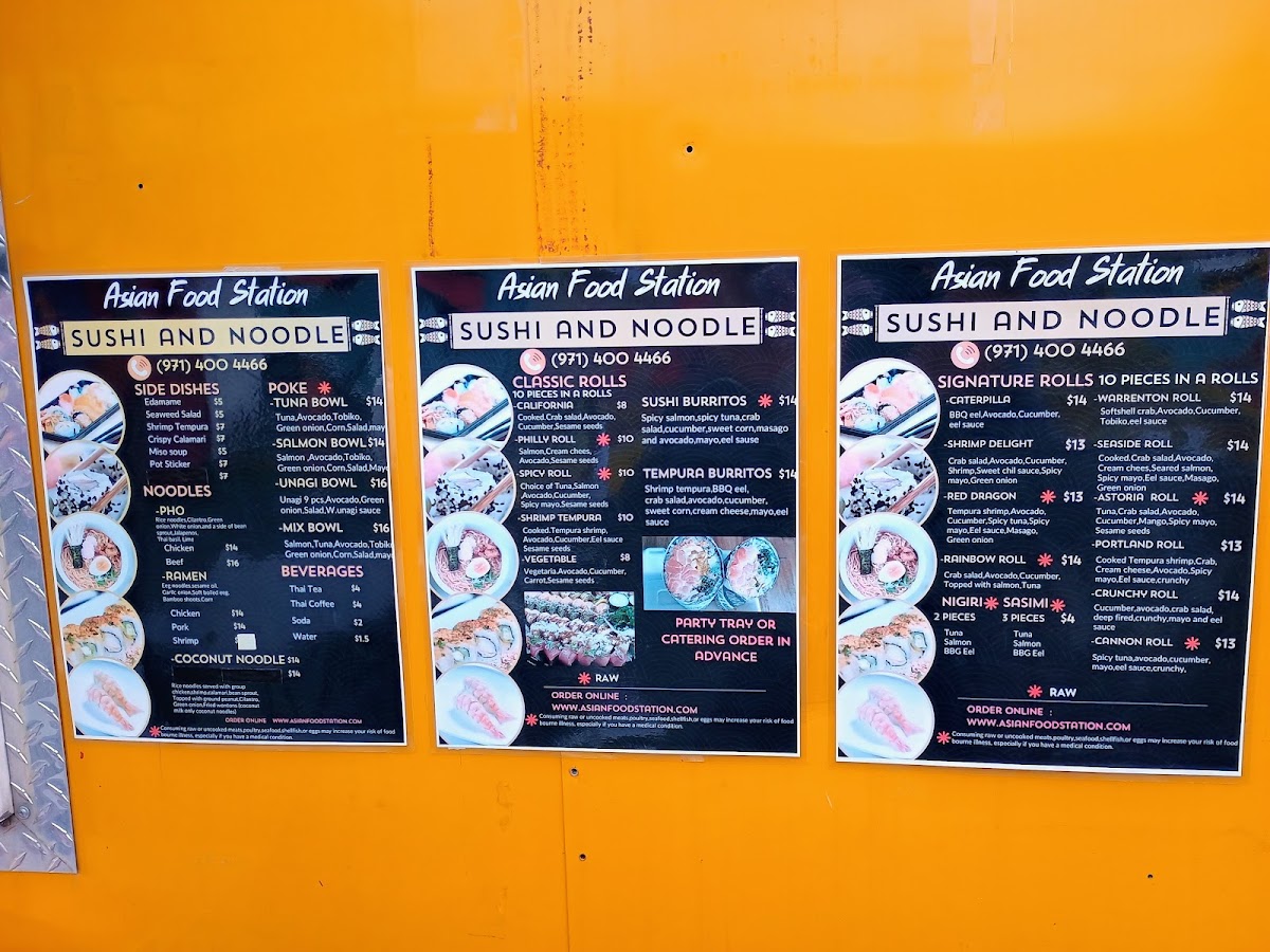Asian Food Station menu board