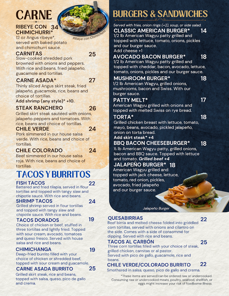 PRADO MEXICAN FUSION menu board