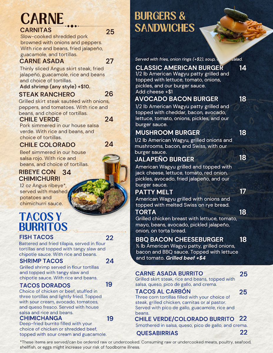 PRADO MEXICAN FUSION menu board