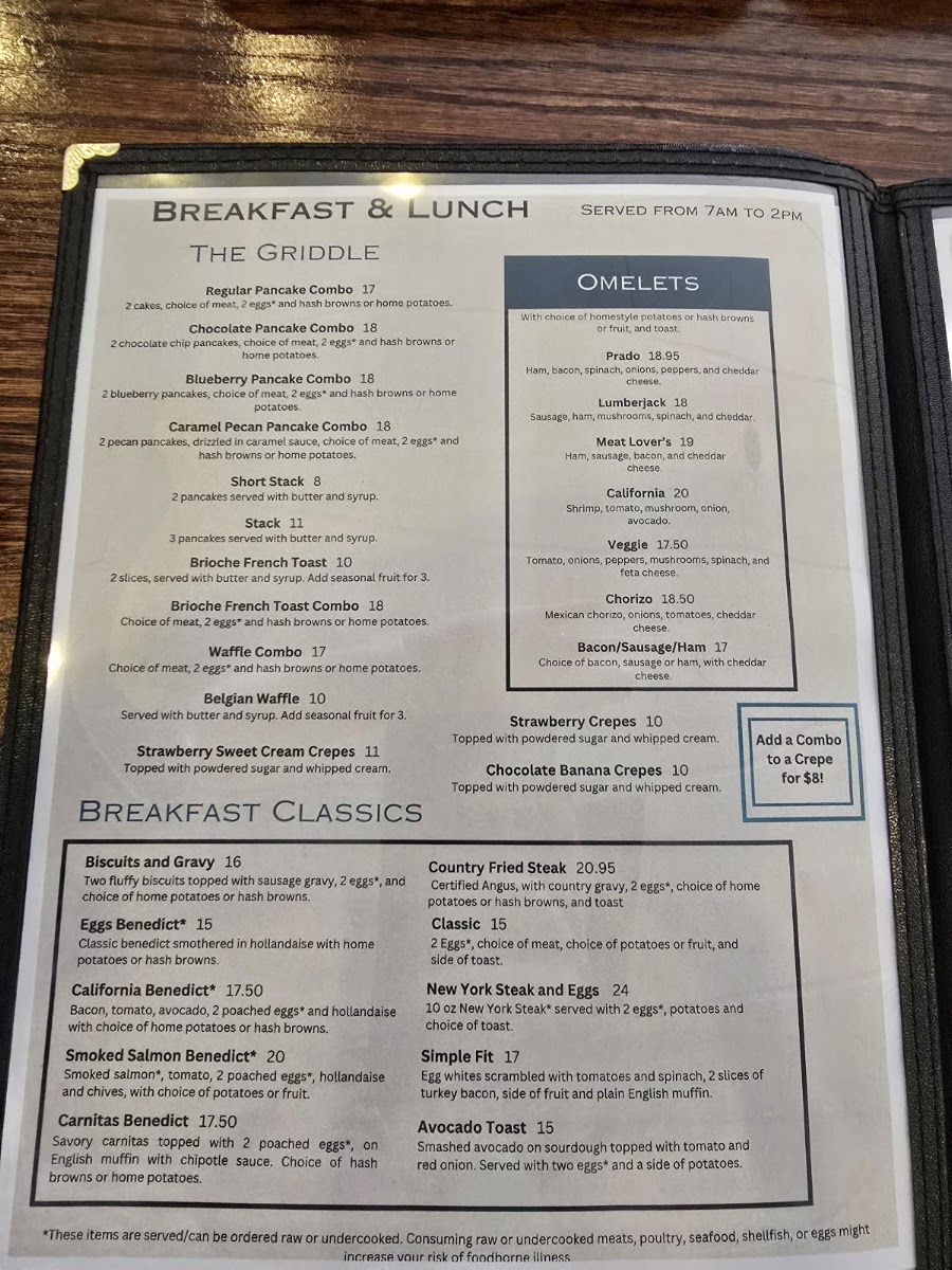 PRADO MEXICAN FUSION menu board