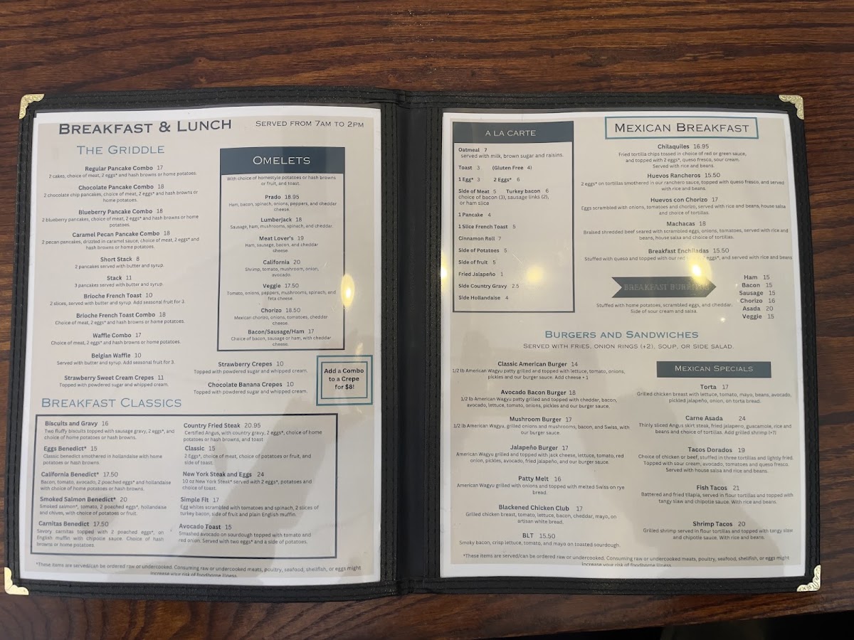 PRADO MEXICAN FUSION menu board