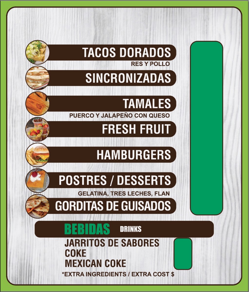 Taqueria Chonita LLC menu board