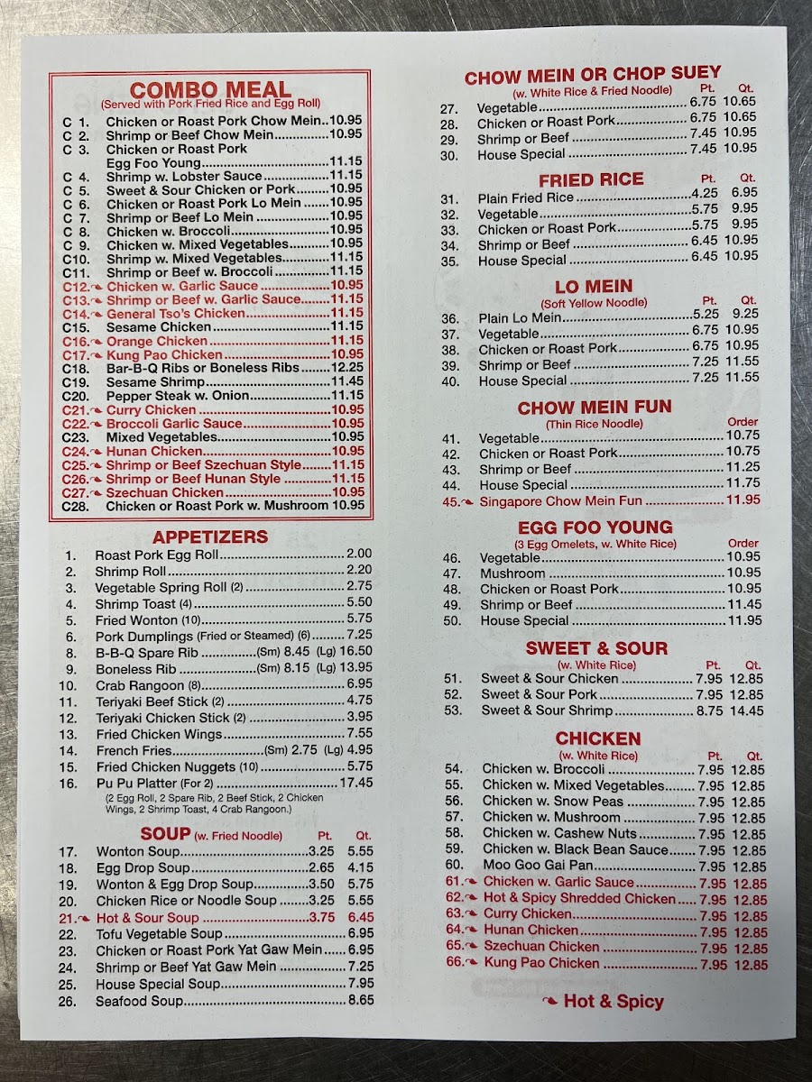 SENG LING Chinese kitchen menu board