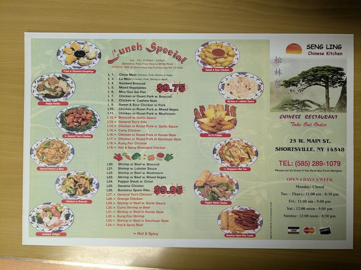 SENG LING Chinese kitchen menu board