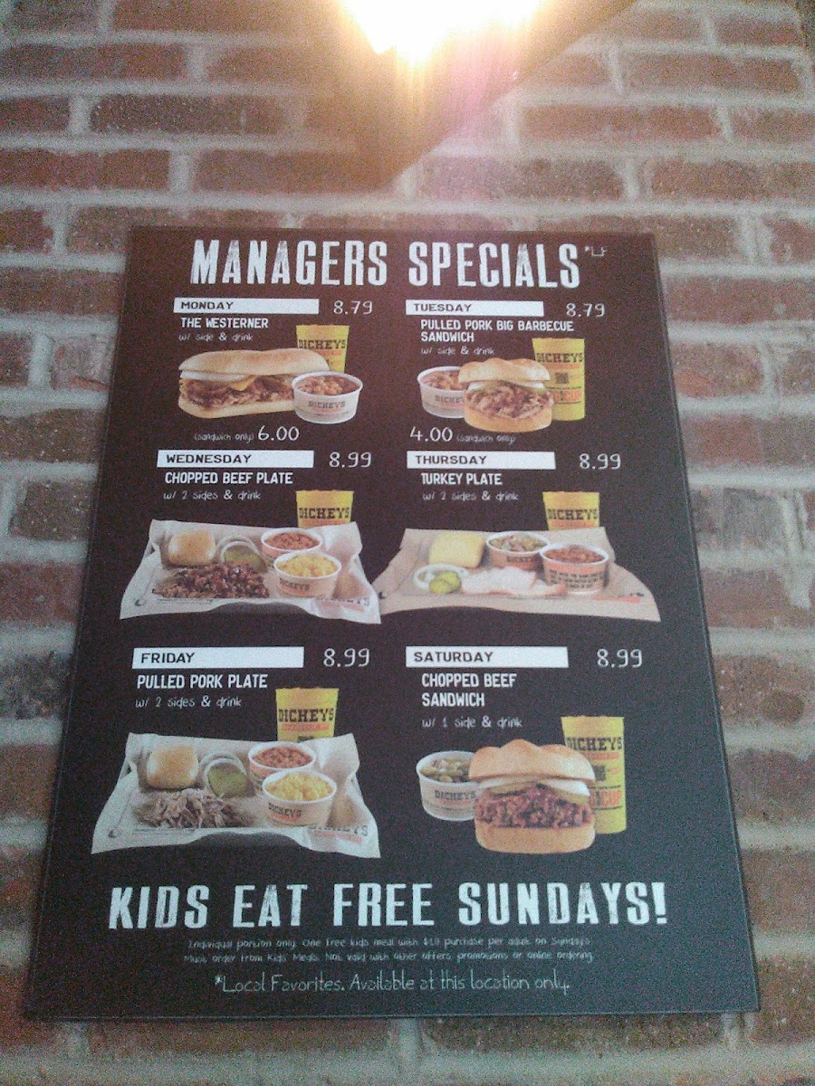 Dickey's Barbecue Pit menu board