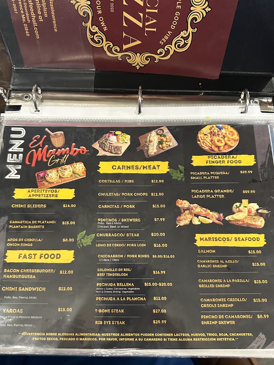 CAFETERIA Food Hall menu board
