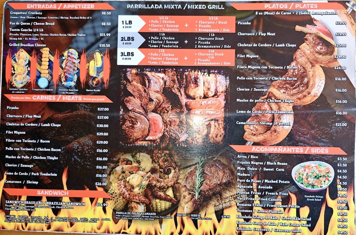El Churrascaso Grill (Homestead Food Truck) menu board