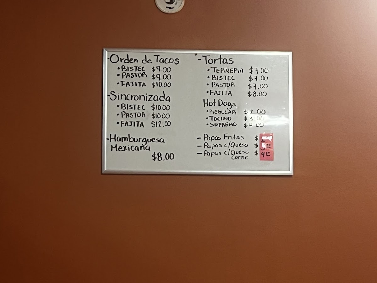 La Chabela menu board