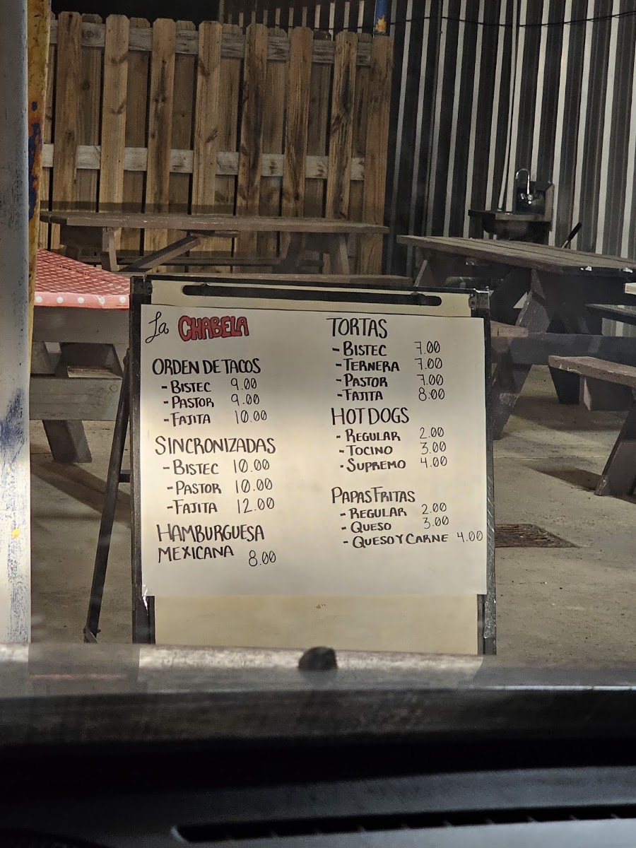 La Chabela menu board
