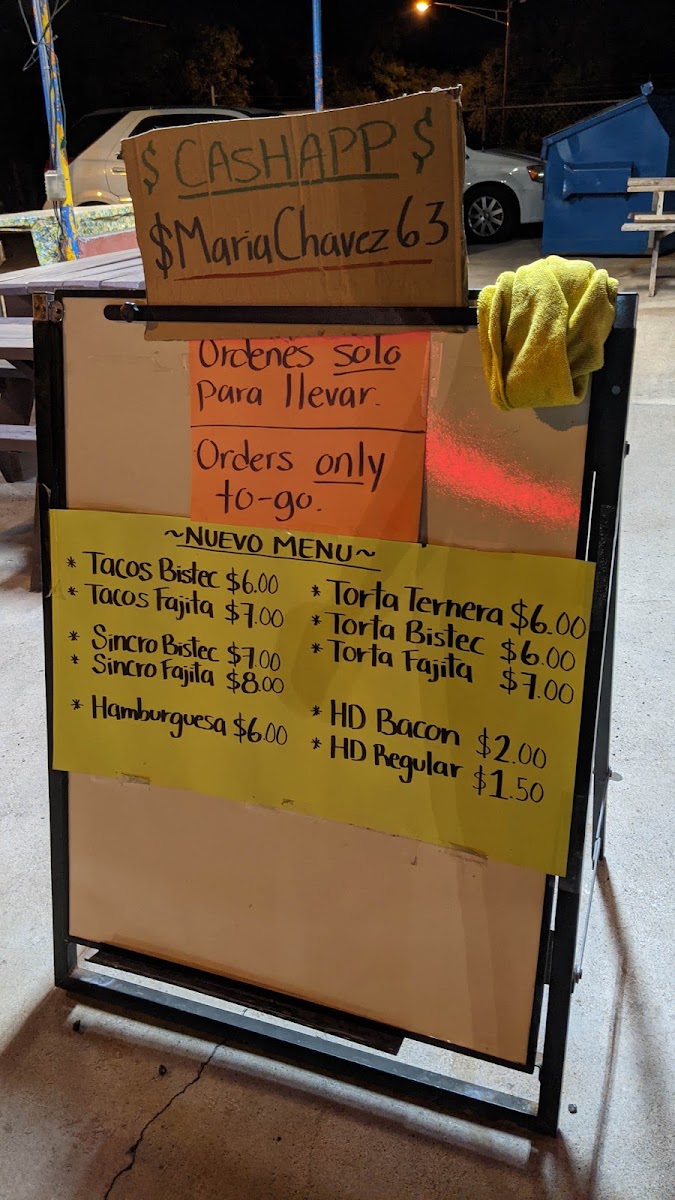 La Chabela menu board
