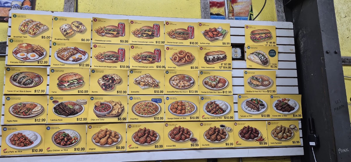 Gilbert's Food and Beer menu board