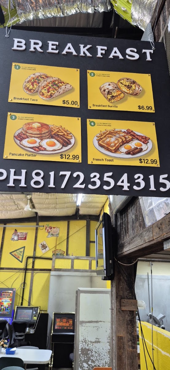 Gilbert's Food and Beer menu board