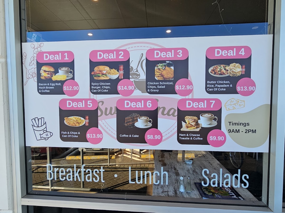 Sweet snax cafe menu board