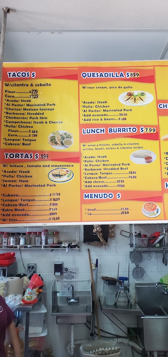 Las Lomas Taqueria menu board