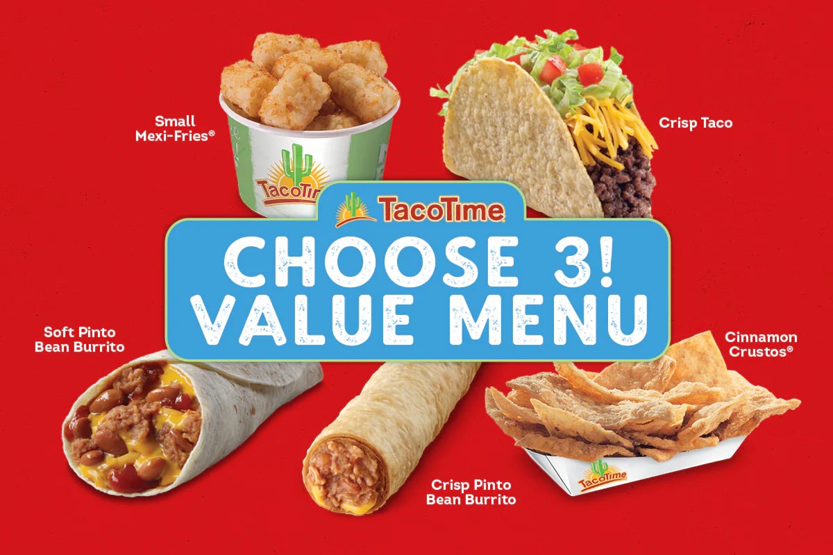 Taco Time menu board