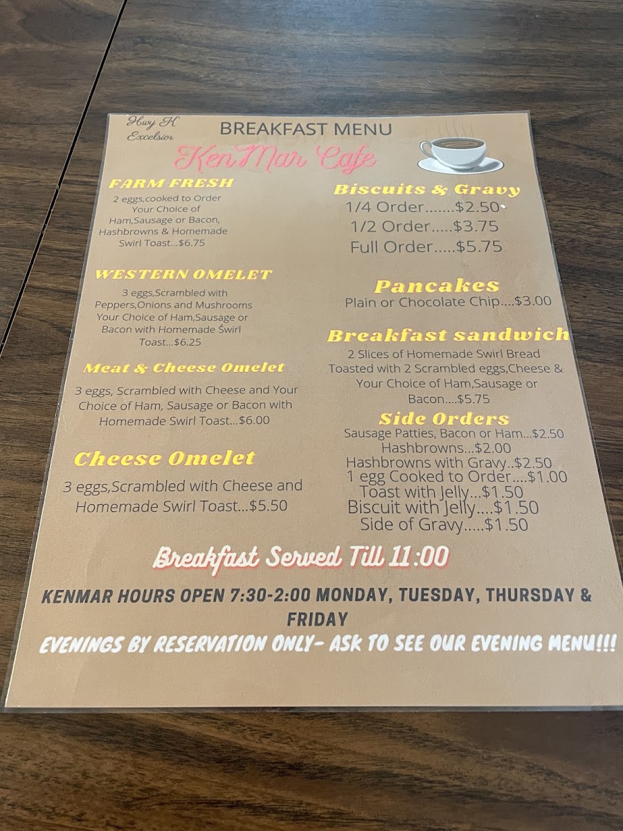 KenMar Café | Pennsylvania Dutch menu board