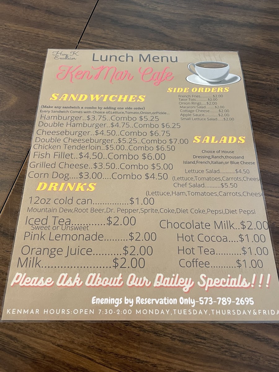 KenMar Café | Pennsylvania Dutch menu board