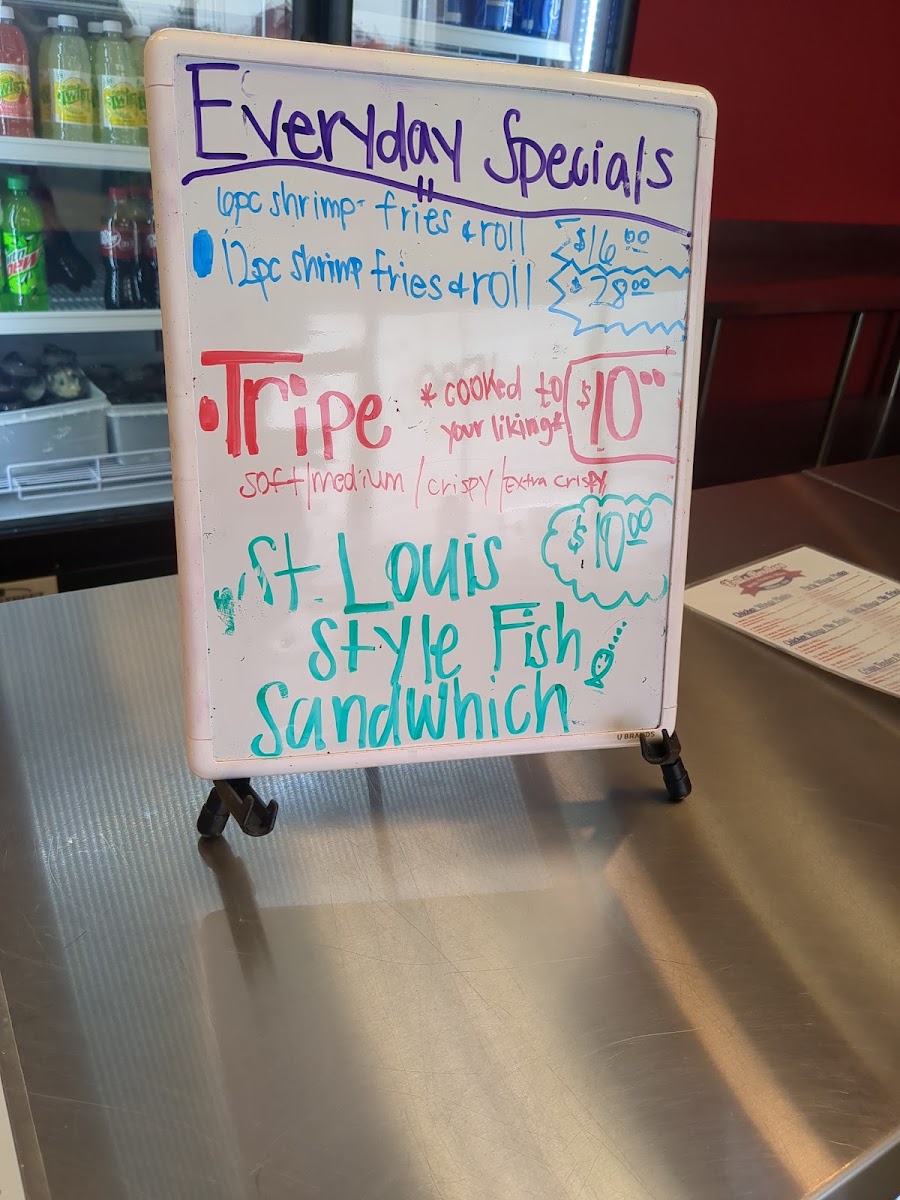 Vails Brothers Wings, Tenders & More menu board