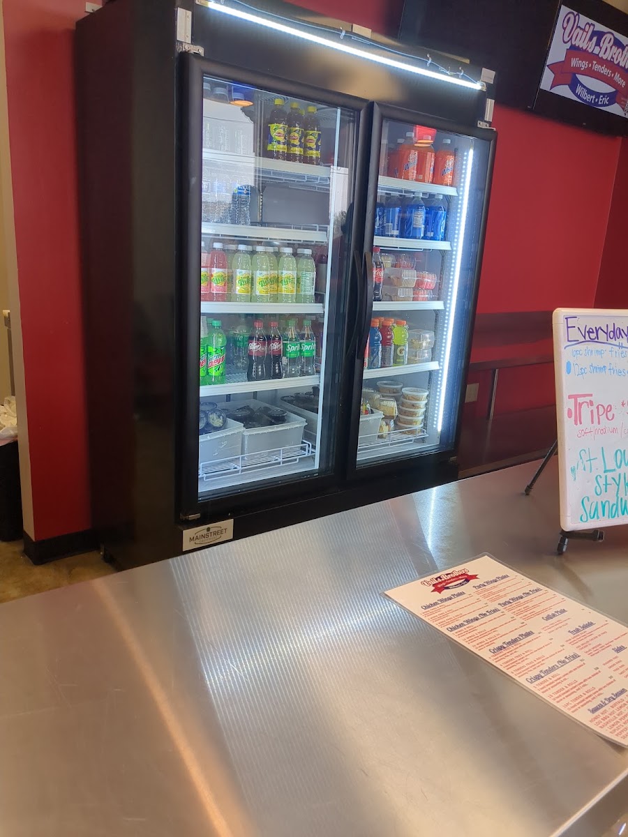 Vails Brothers Wings, Tenders & More menu board