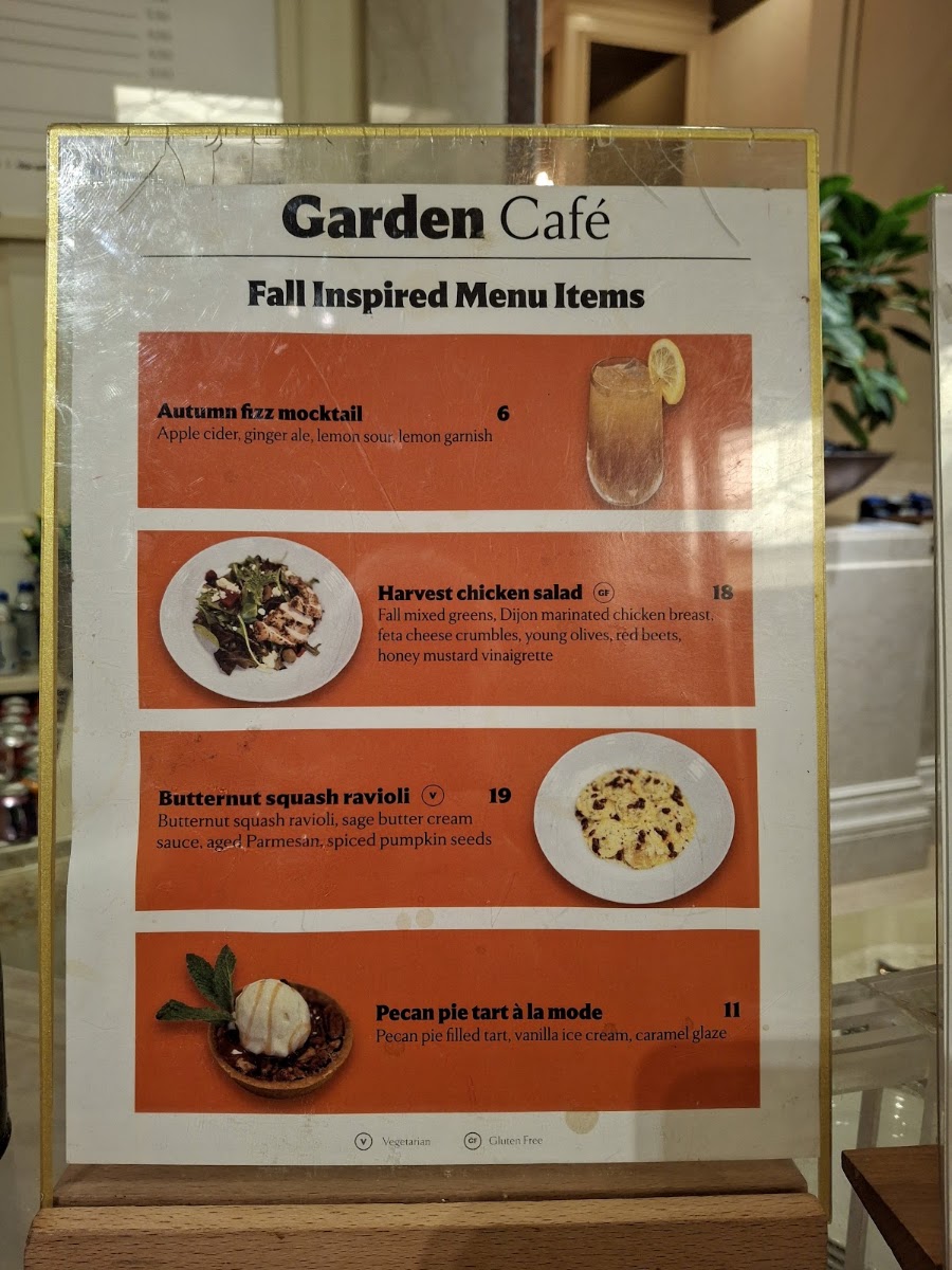 Garden Cafe menu board