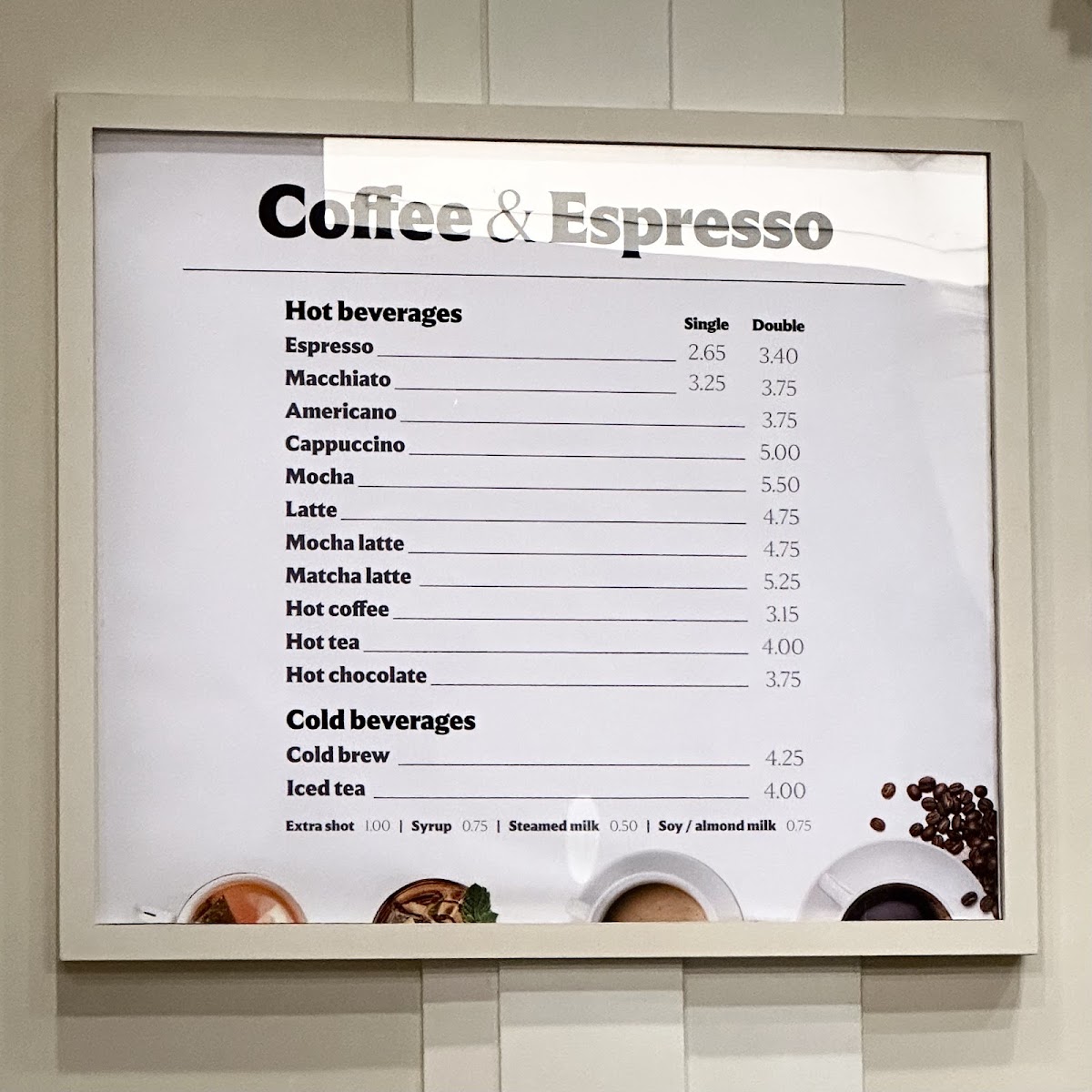 Garden Cafe menu board