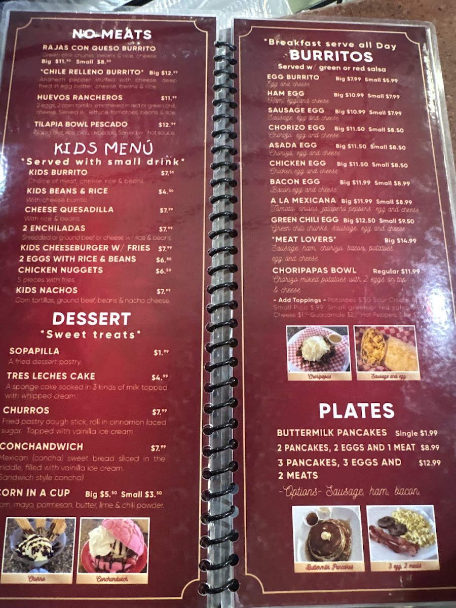 El Azteca menu board