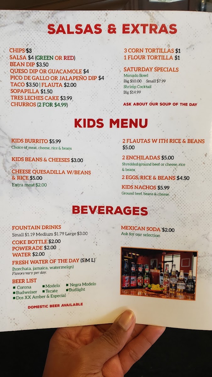 El Azteca menu board
