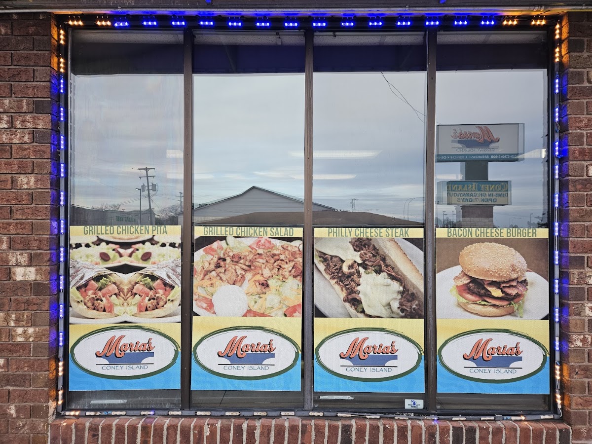 Maria's Coney Island menu board