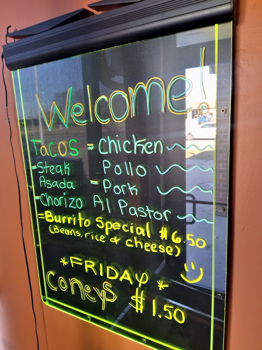 Maria's Coney Island menu board