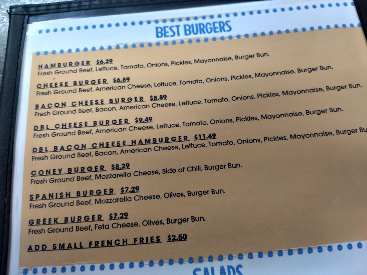 Maria's Coney Island menu board