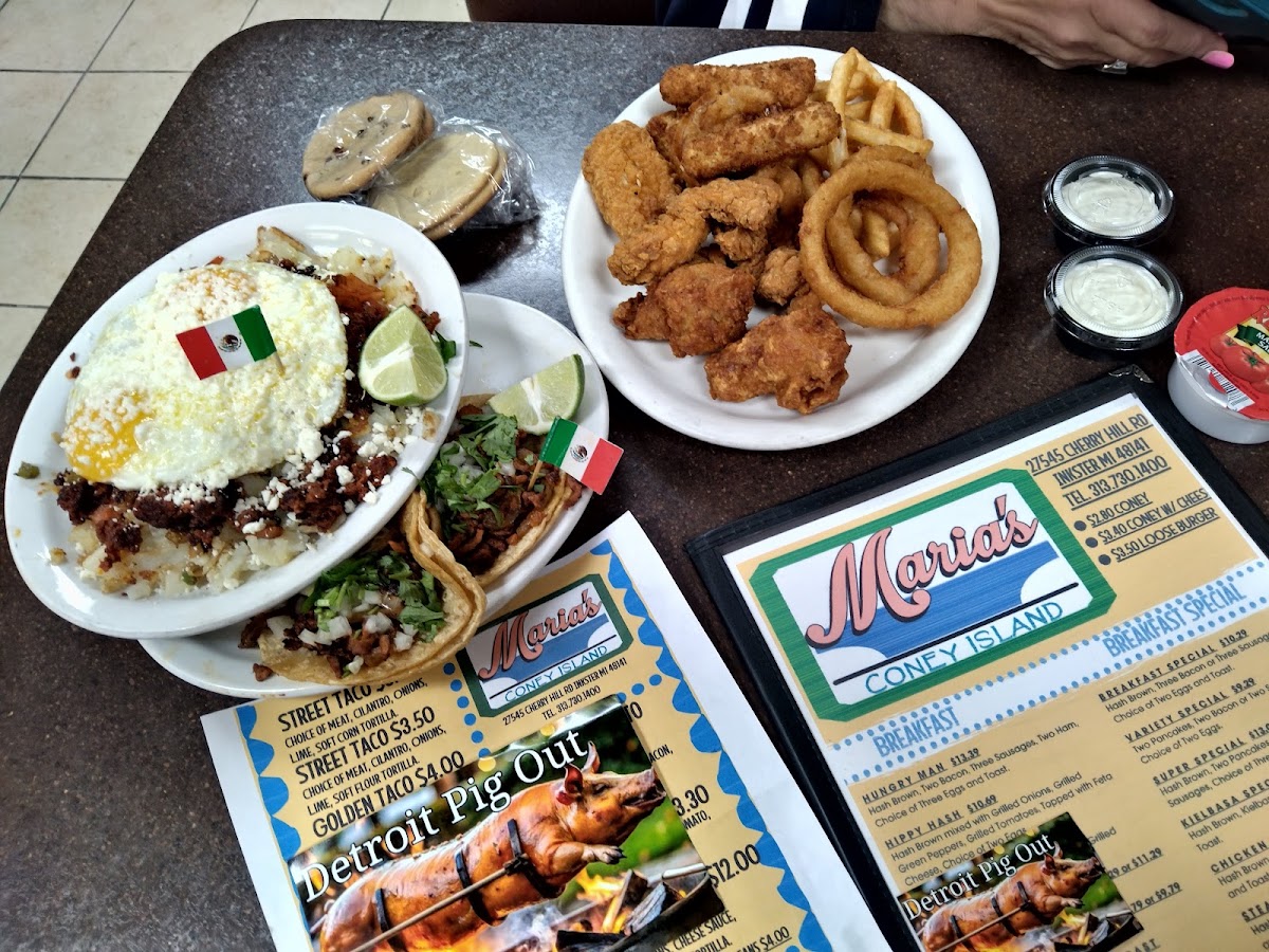 Maria's Coney Island menu board