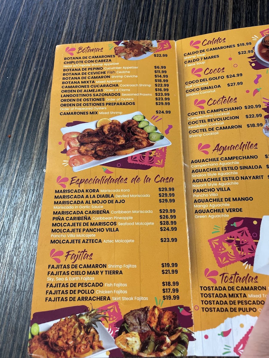 Pancho Villa Restaurant menu board