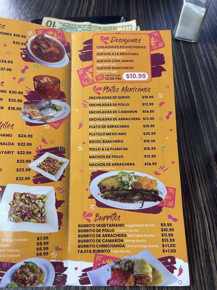 Pancho Villa Restaurant menu board
