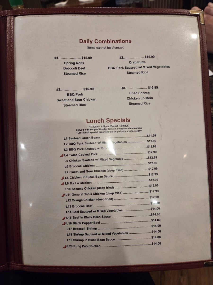 New Dragon | Chinese Restaurant and Lounge menu board