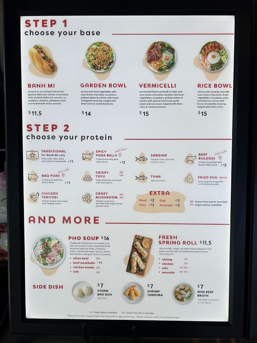 Banh Mi Zon - Petaluma menu board