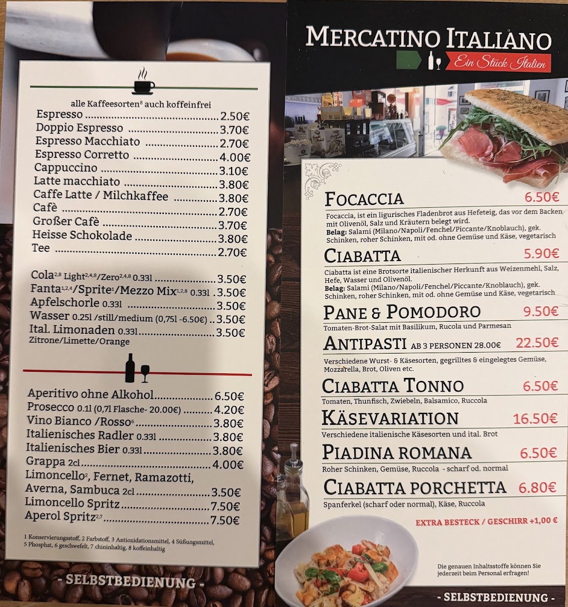 Mercatino Italiano menu board