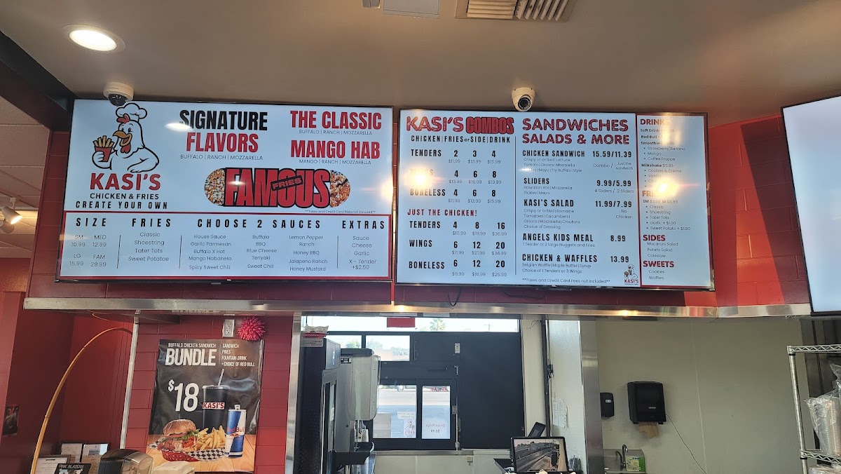 Kasi’s Chicken & Fries menu board