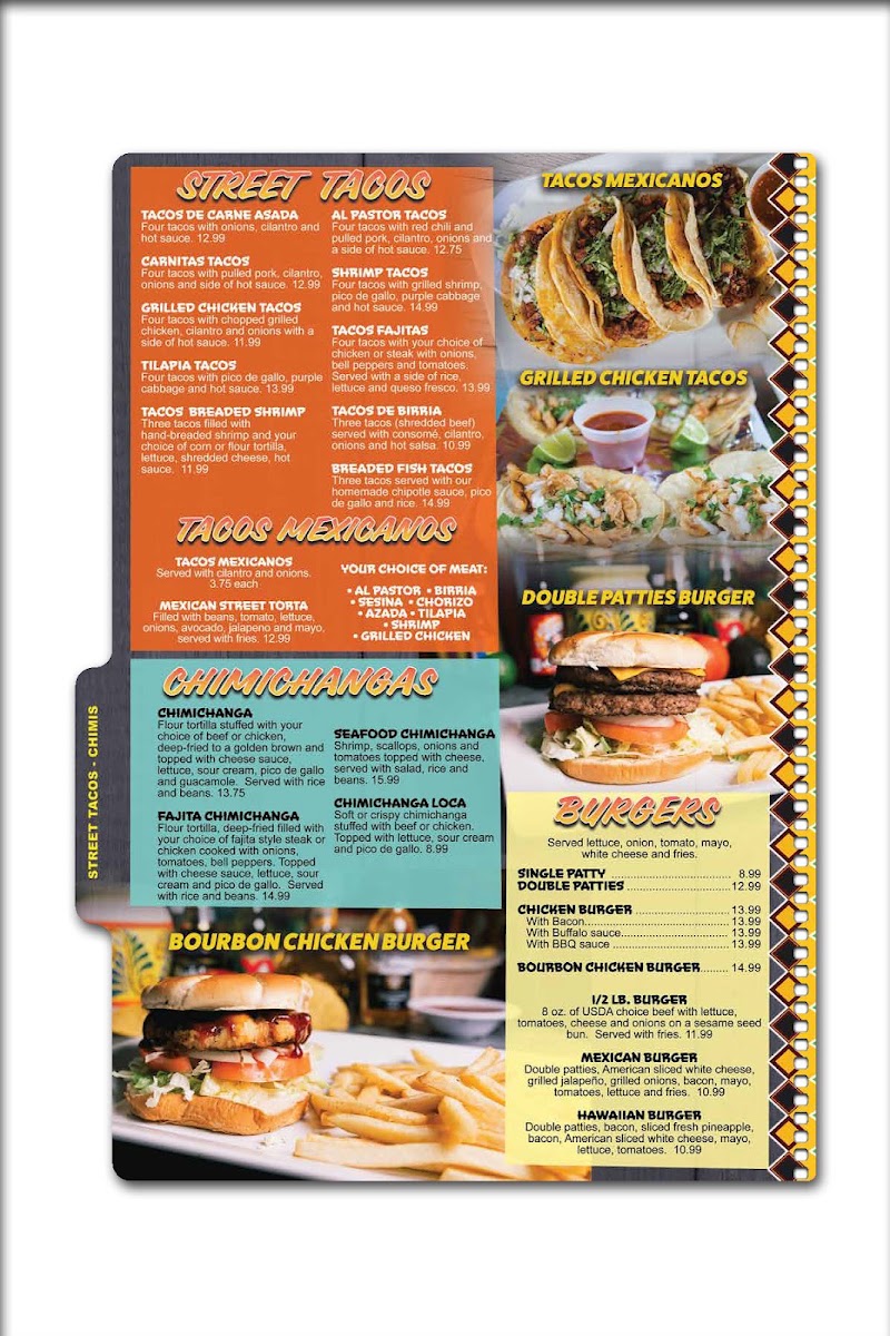 Guadalajara Mexican Restaurant - Mt Carmel menu board