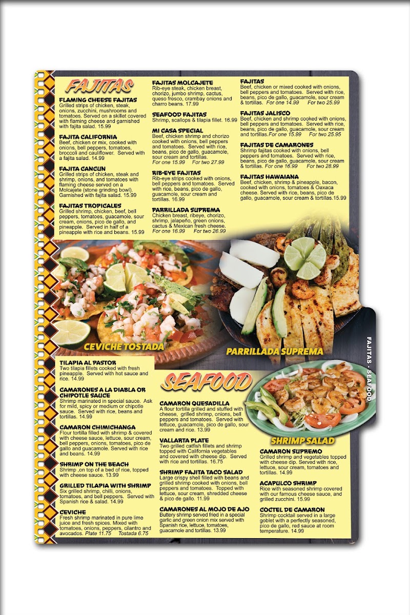 Guadalajara Mexican Restaurant - Mt Carmel menu board